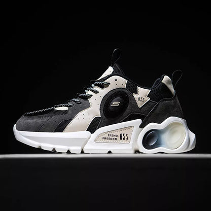 Korean men's casual running shoes with breathable mesh upper and rubber sole