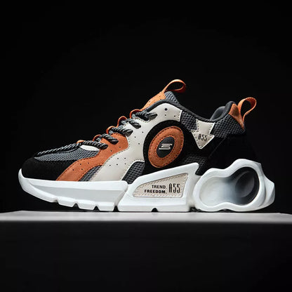 Korean men's casual running shoes with breathable mesh upper and rubber sole