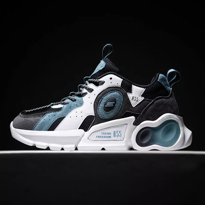 Korean men's casual running shoes with breathable mesh upper and rubber sole