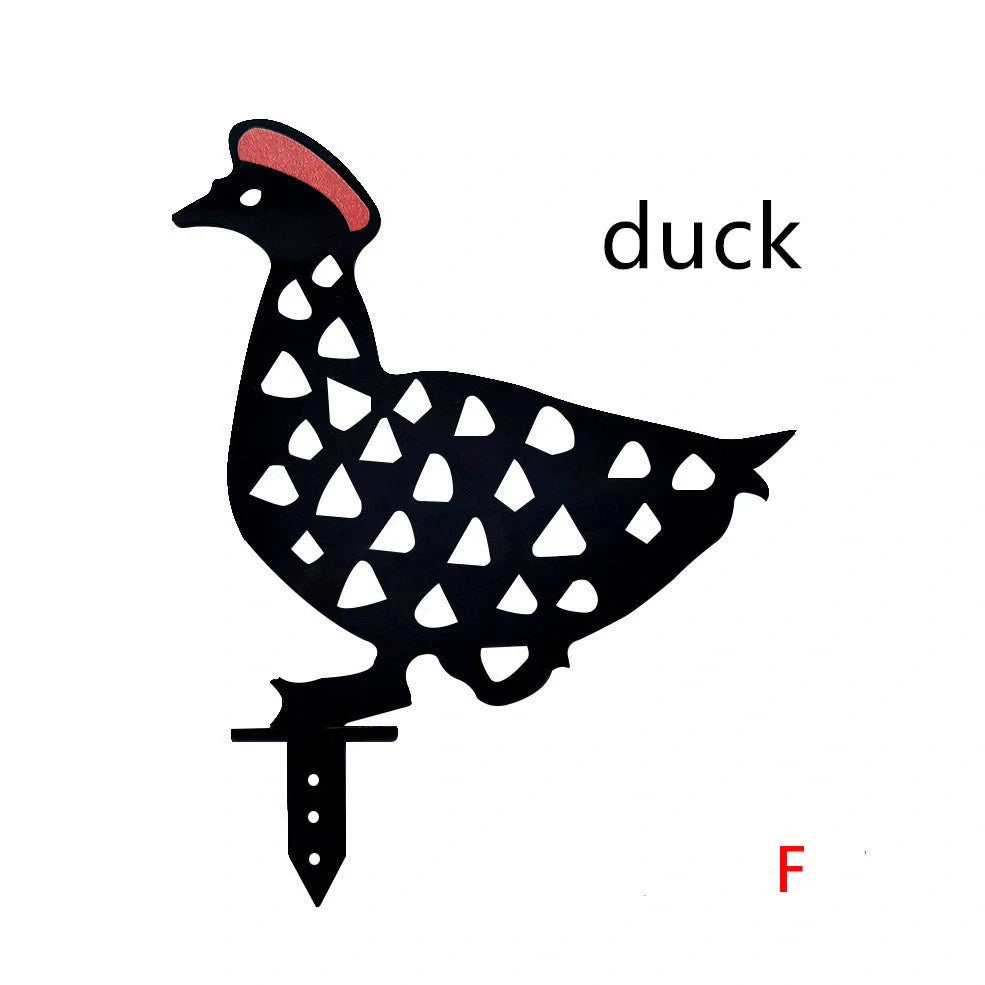 Set of powder-coated metal chicken yard art stakes, sizes 15-35 cm, with lifelike hen silhouettes for garden decor