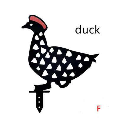 Set of powder-coated metal chicken yard art stakes, sizes 15-35 cm, with lifelike hen silhouettes for garden decor