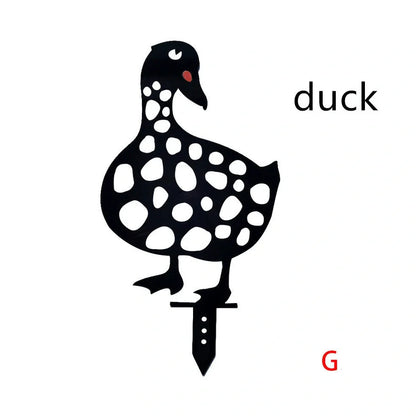 Set of powder-coated metal chicken yard art stakes, sizes 15-35 cm, with lifelike hen silhouettes for garden decor