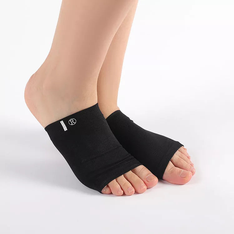 Elastic Fabric Arch Socks with SEBS shock-absorbing pads in skin tone and black