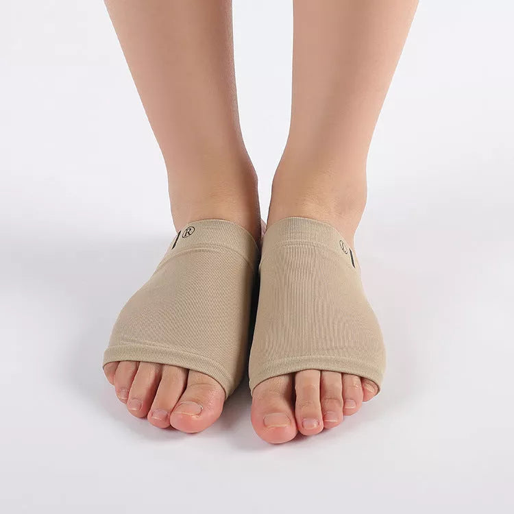 Elastic Fabric Arch Socks with SEBS shock-absorbing pads in skin tone and black