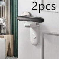 Children's safety door lever lock in enamel gray, easy to install and remove