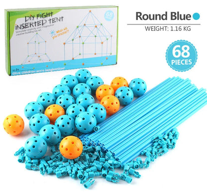 Kids DIY 3D Construction Fort Building Kit with colorful sticks and balls
