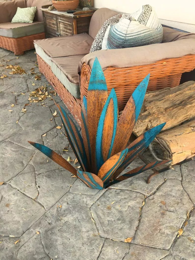 Iron art agave plant garden ornament in various colors and sizes