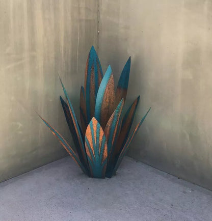 Iron art agave plant garden ornament in various colors and sizes
