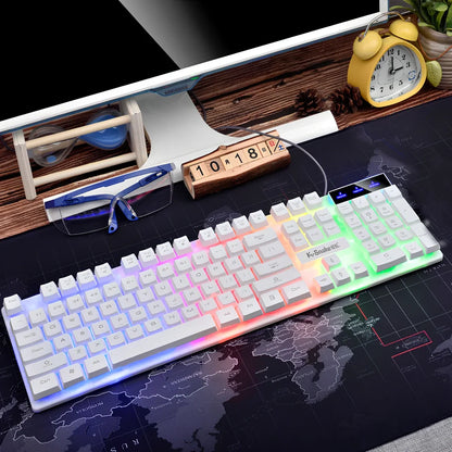 Black USB gaming keyboard with 104 keys, backlight illumination and waterproof design