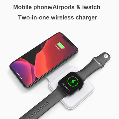 White foldable magnetic wireless charger showing dual charging surfaces and 180° folding mechanism