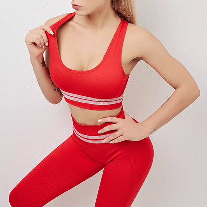 High waist fitness pants with hip stretch panel for yoga, available in blue, black, red, and grey.