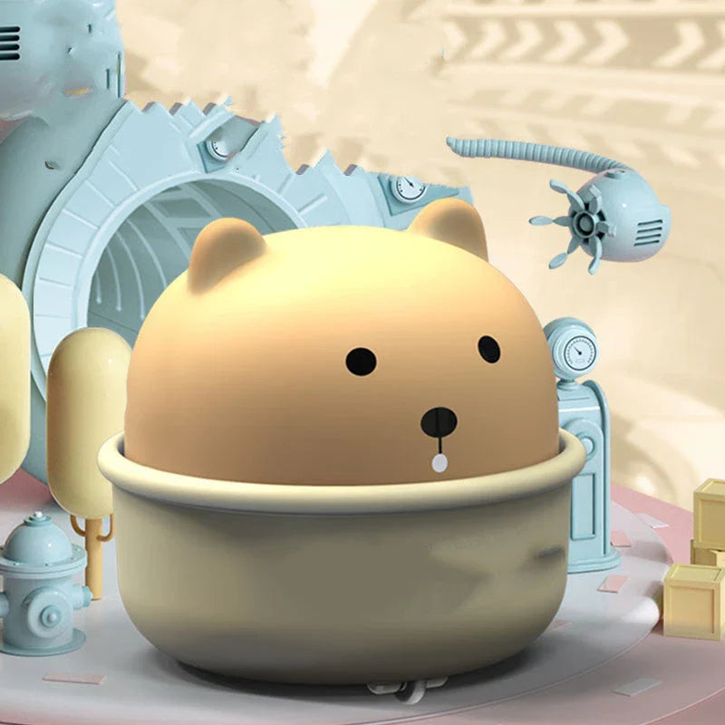 Colorful cartoon animal-themed wind-up toy cars in various colors, perfect for toddlers and young children's playtime