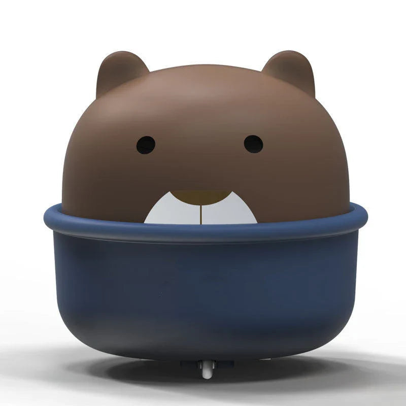 Colorful cartoon animal-themed wind-up toy cars in various colors, perfect for toddlers and young children's playtime