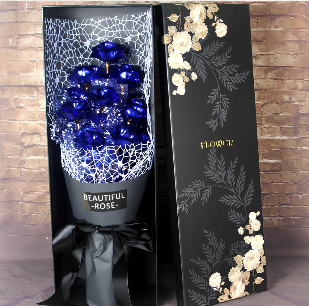 24K gold foil rose bouquet with 11 preserved flowers measuring 45cm tall