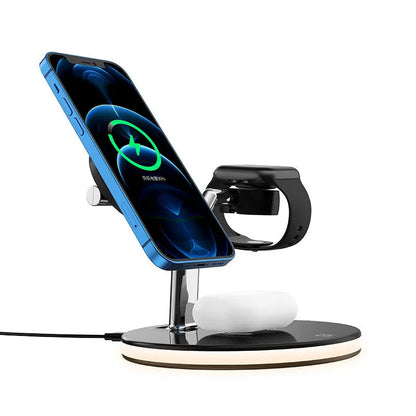 15W three-in-one magnetic wireless fast charger in black or white with Type-C port