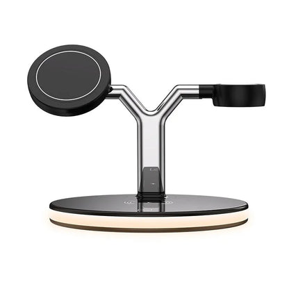 15W three-in-one magnetic wireless fast charger in black or white with Type-C port