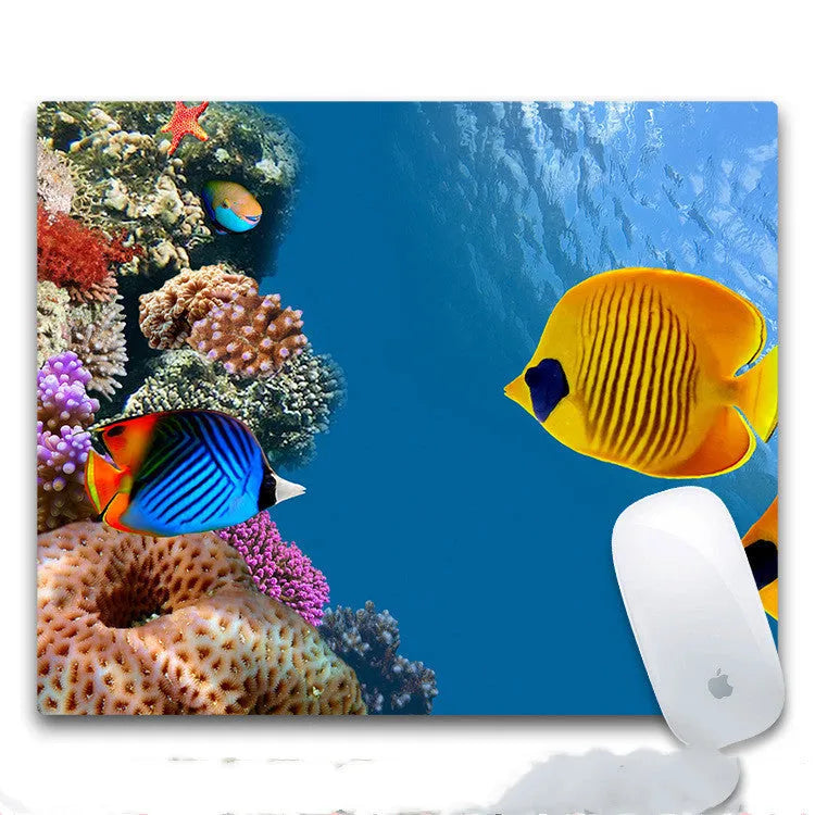 Custom mouse pad with personalised design options A to H, made from non-slip rubber and fabric construction measuring 240mm by 200mm by 3mm, suitable as an office accessory, personalised product, or gaming mousepad