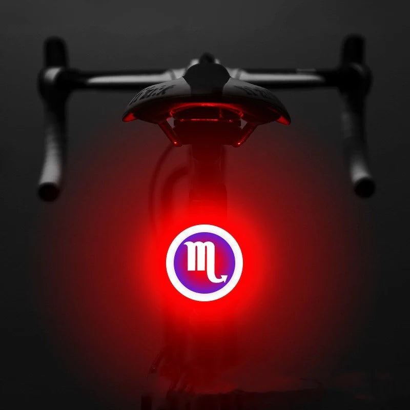 Intelligent Auto Brake Sensor Waterproof LED Bicycle Tail Light in various zodiac colors