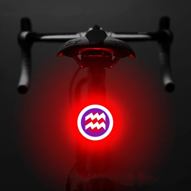 Intelligent Auto Brake Sensor Waterproof LED Bicycle Tail Light in various zodiac colors