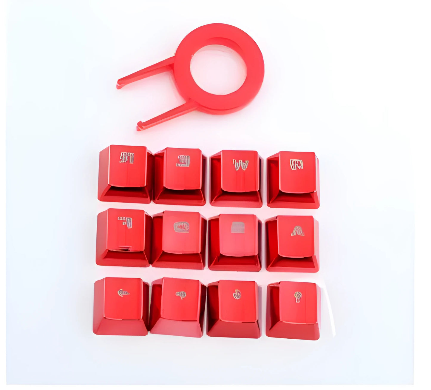 Set di 12 keycaps Redragon PBT metallici rossi per tastiere meccaniche con caratteri a doppia iniezione