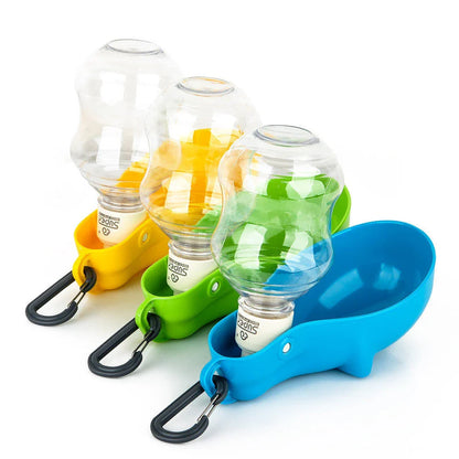 Portable pet water bottle with removable top for easy refilling and vibrant color options to match your dog's personality