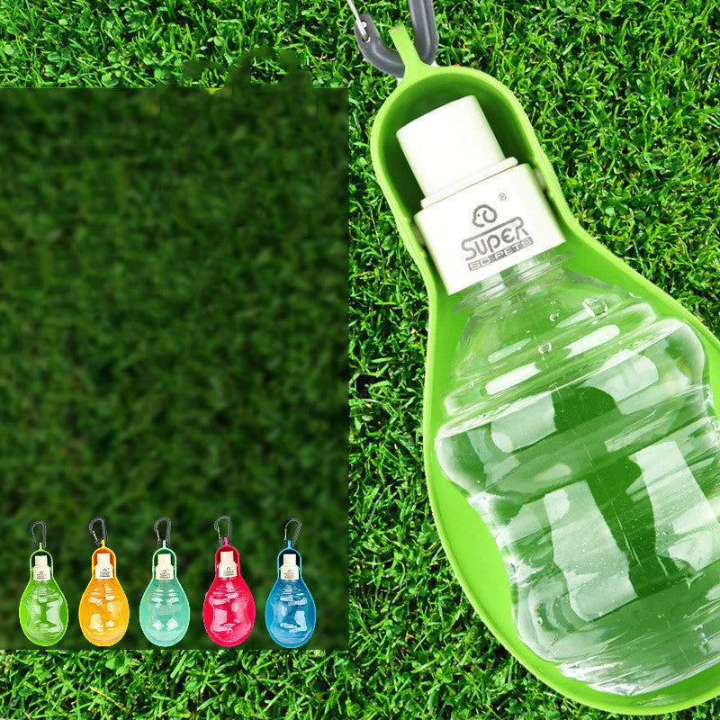 Portable pet water bottle with removable top for easy refilling and vibrant color options to match your dog's personality