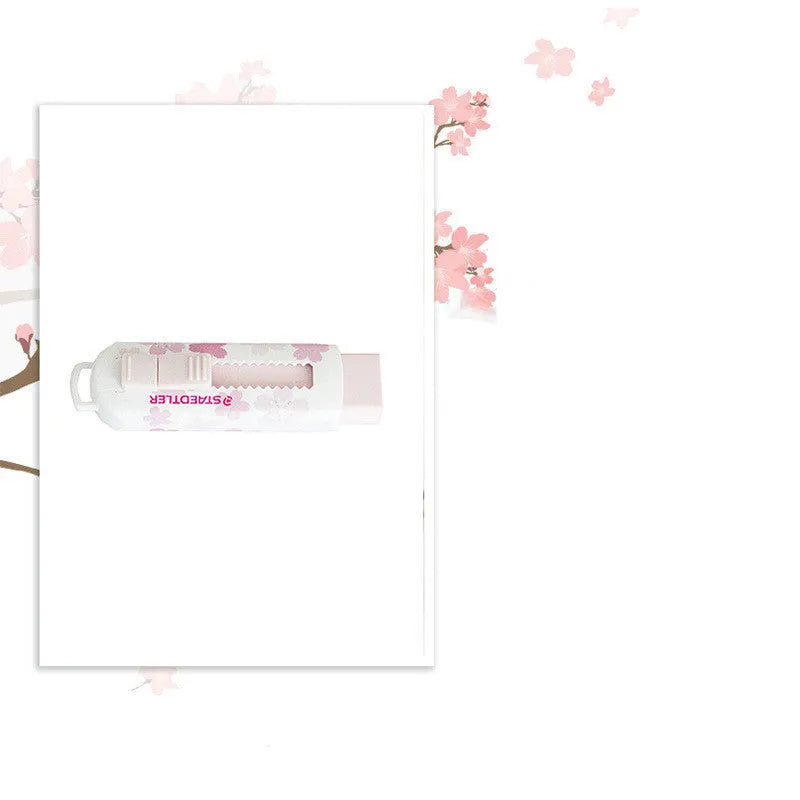 Square pink student rubber with replaceable core for cleaning boards.