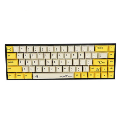 68-key mechanical keyboard with PBT keycaps in compact layout showing nine colour options