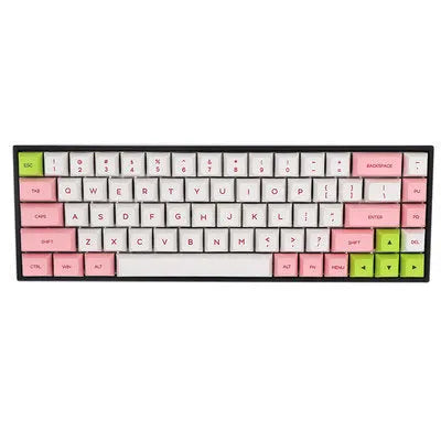 68-key mechanical keyboard with PBT keycaps in compact layout showing nine colour options
