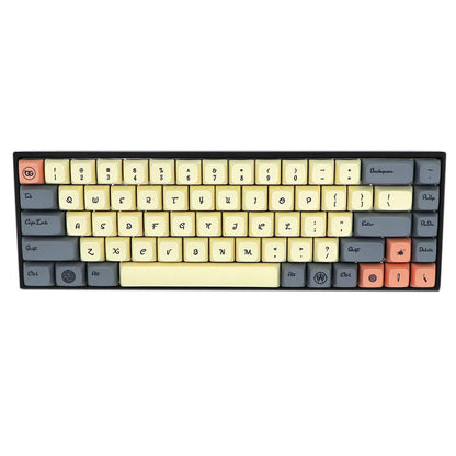 68-key mechanical keyboard with PBT keycaps in compact layout showing nine colour options