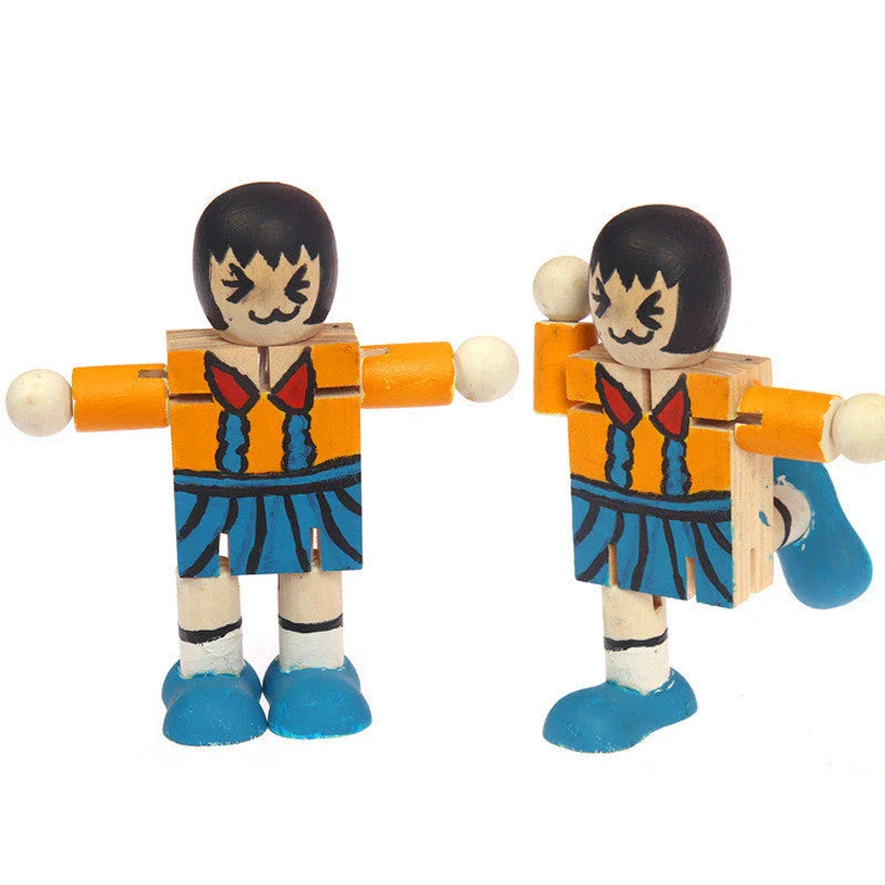 Wooden robot-shaped craft kit with natural wood finish, ready for customization