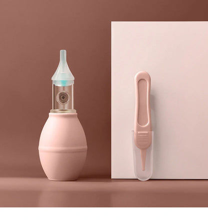 Infant Silicone Nasal Aspirator in pink and green for effective mucus removal