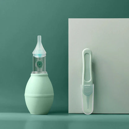 Infant Silicone Nasal Aspirator in pink and green for effective mucus removal