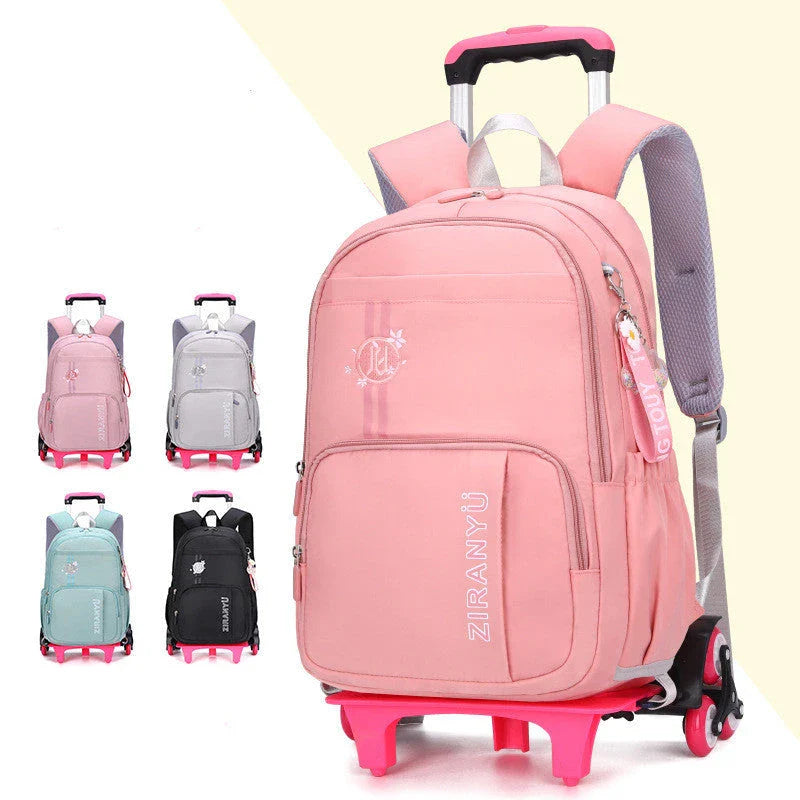 Durable Kids Backpack with Removable Trolley - Convenient Carry-On for School and Travel