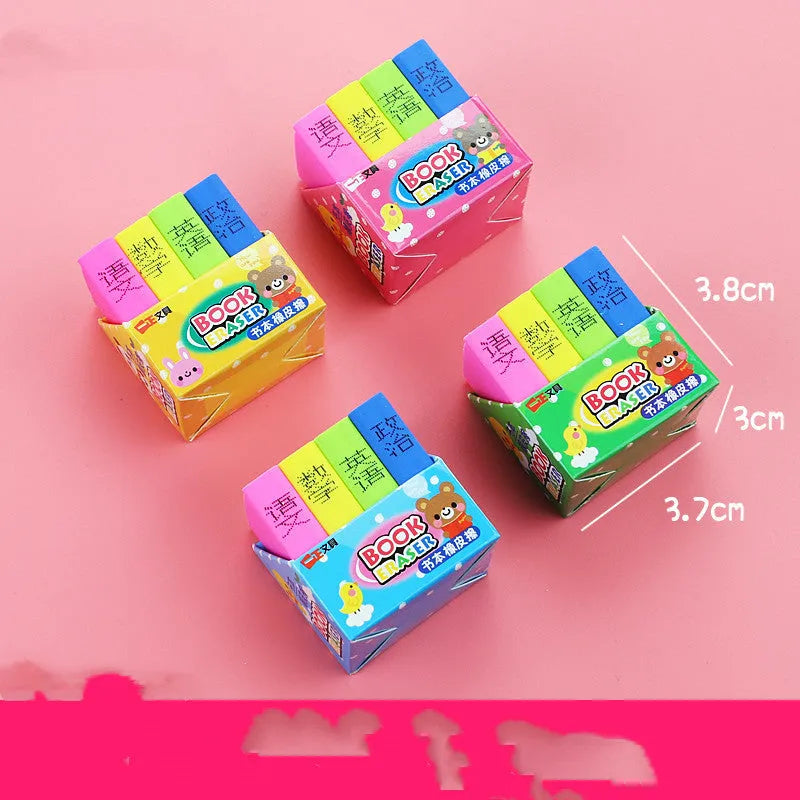 Cartoon book eraser sets for kindergarten prizes and student stationery gifts