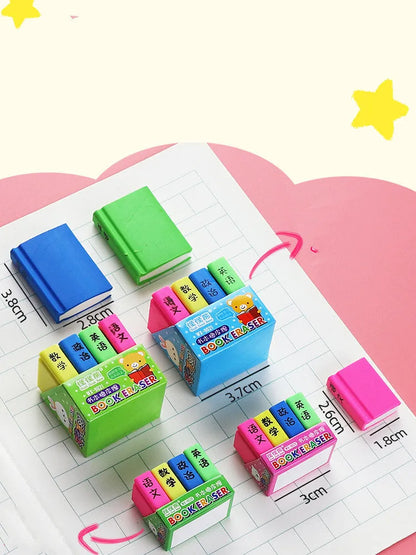 Cartoon book eraser sets for kindergarten prizes and student stationery gifts