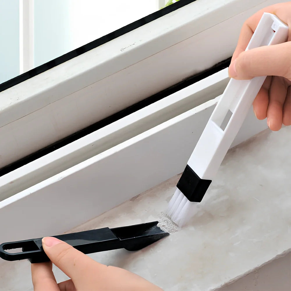 Black cleaning brush with 18.5cm handle and 2cm brush head for window slots and keyboard gaps