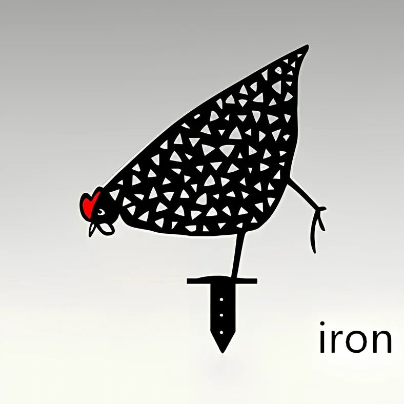 Set of powder-coated metal chicken yard art stakes, sizes 15-35 cm, with lifelike hen silhouettes for garden decor