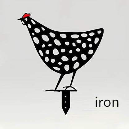 Set of powder-coated metal chicken yard art stakes, sizes 15-35 cm, with lifelike hen silhouettes for garden decor