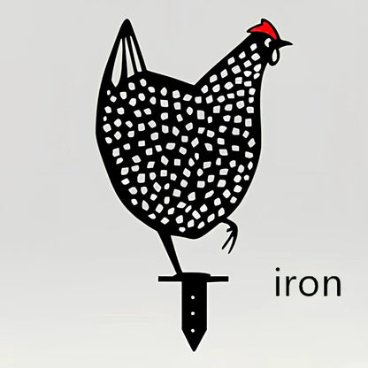 Set of powder-coated metal chicken yard art stakes, sizes 15-35 cm, with lifelike hen silhouettes for garden decor