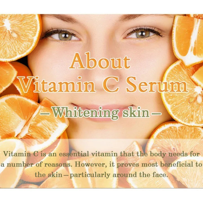 10ml bottle of Vitamin C Hyaluronic Acid facial serum for anti-aging and brightening.