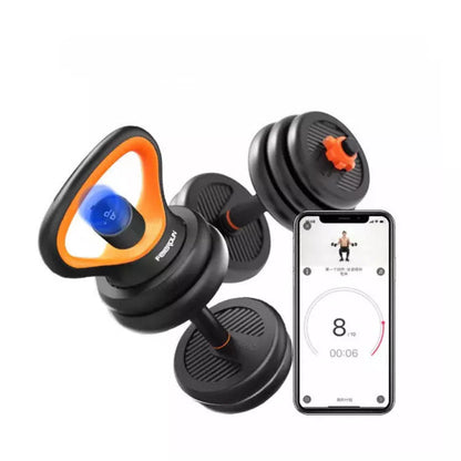 Rubberized dumbbell set for home fitness with removable barbell