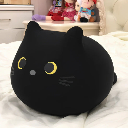 Black and white kitten plush doll measuring 32cm with foam nano-particle filling