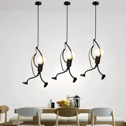Black iron adjustable chandelier with 140cm height and three head lighting configurations