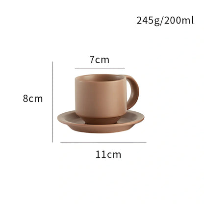 Nordic style velvet ceramic coffee mug with antique pink tray, 300ml capacity for office spill protection