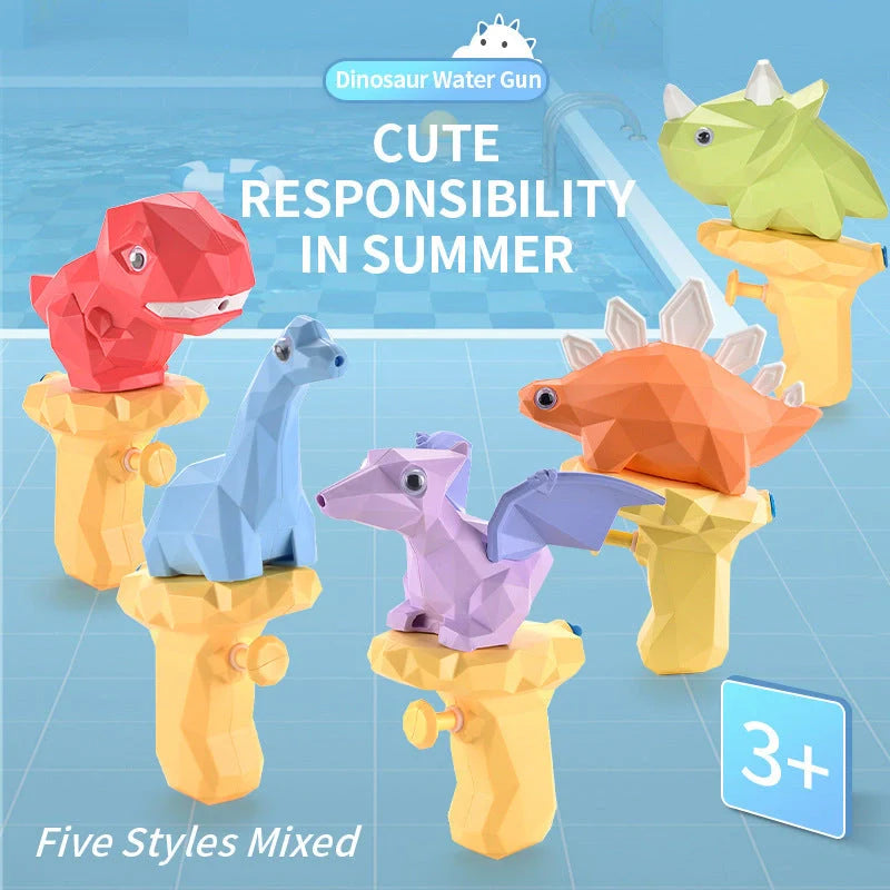 Dinosaur water guns for kids in five colors with unique dinosaur designs