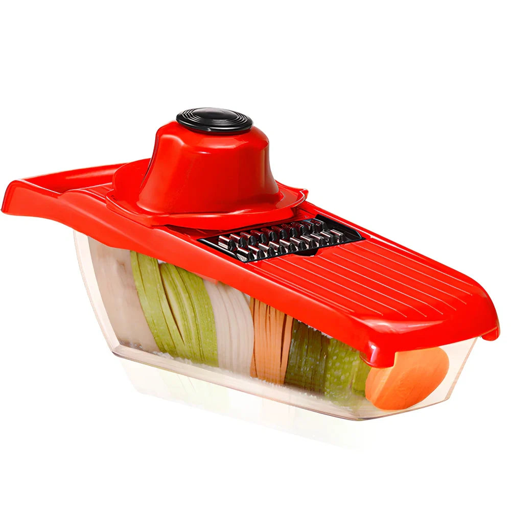 Multifunctional vegetable cutter grater with hand guard measuring 32x11.5x10cm