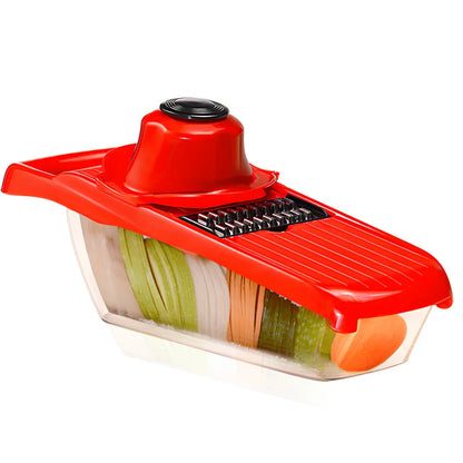 Multifunctional vegetable cutter grater with hand guard measuring 32x11.5x10cm
