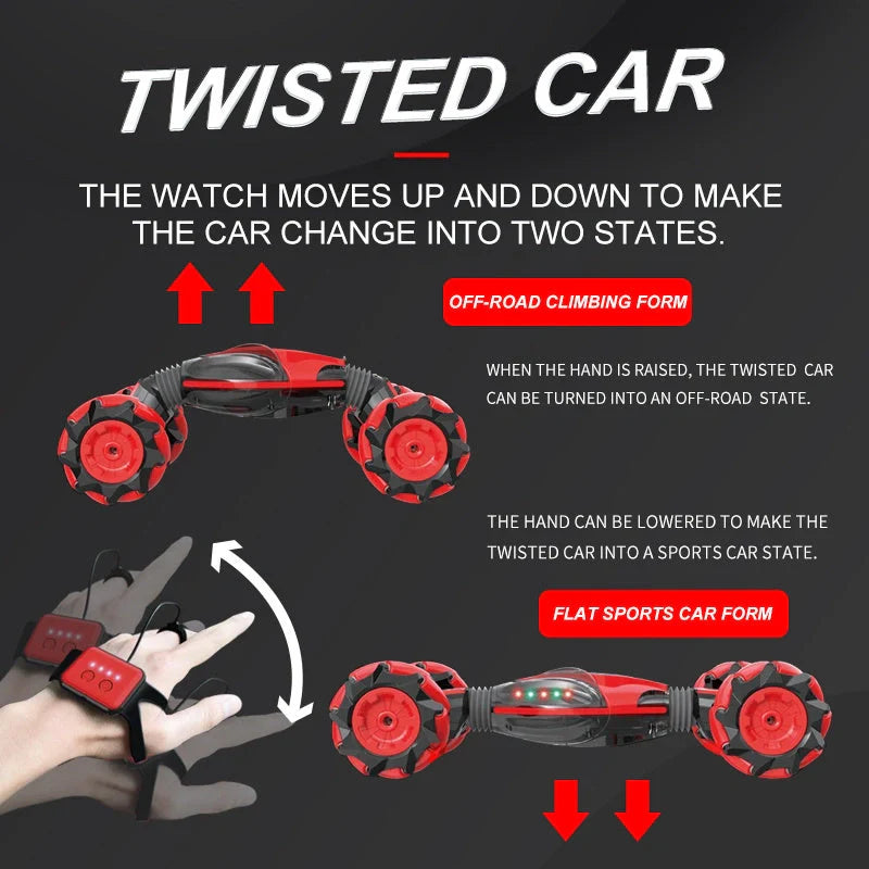 Global Funhood GW124 RC Stunt Car with twist transform feature in action