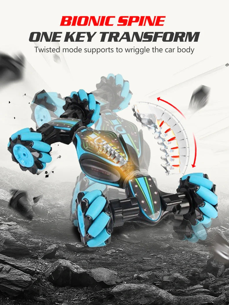 Global Funhood GW124 RC Stunt Car with twist transform feature in action